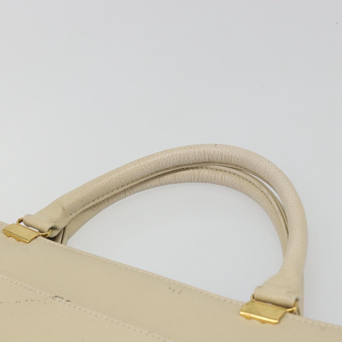 SAINT LAURENT Hand Bag Leather Gold Beige Auth gh097A