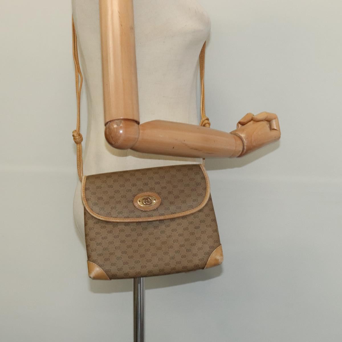 GUCCI Micro GG Supreme Shoulder Bag PVC Beige Gold 007 49 5548 Auth gh098