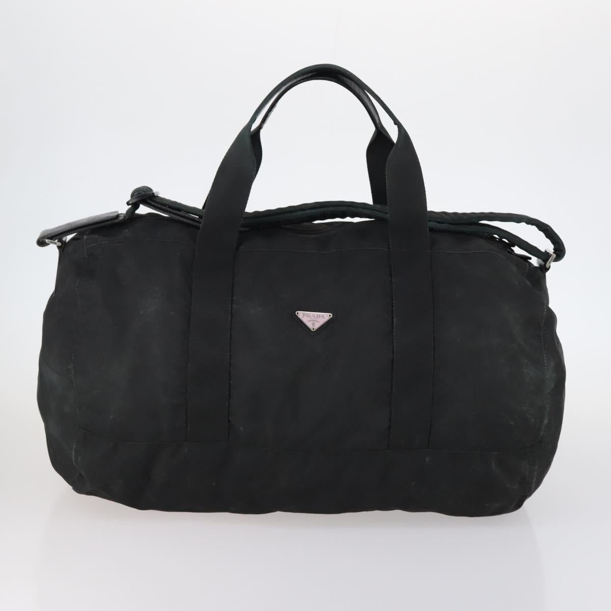 PRADA Shoulder Bag Nylon Leather 2Set Khaki Black Auth gh1001