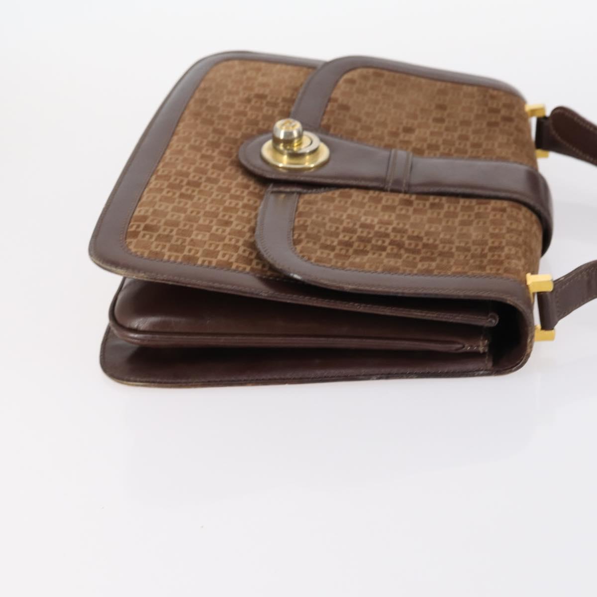 GUCCI Bamboo Shoulder Bag Suede nylon 3Set Black Brown Auth gh1005