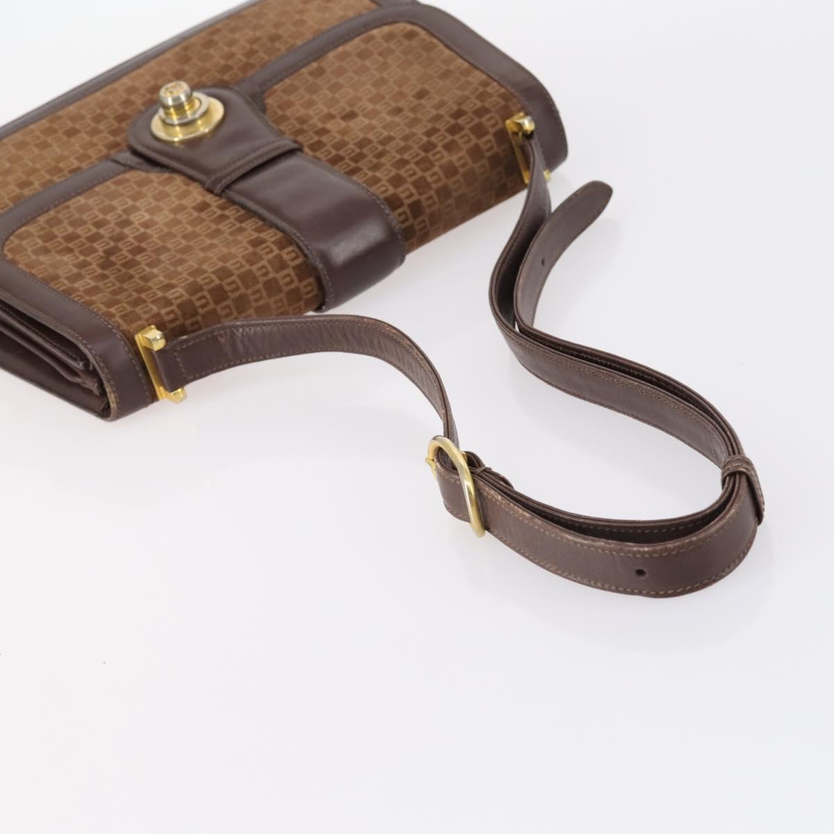 GUCCI Bamboo Shoulder Bag Suede nylon 3Set Black Brown Auth gh1005
