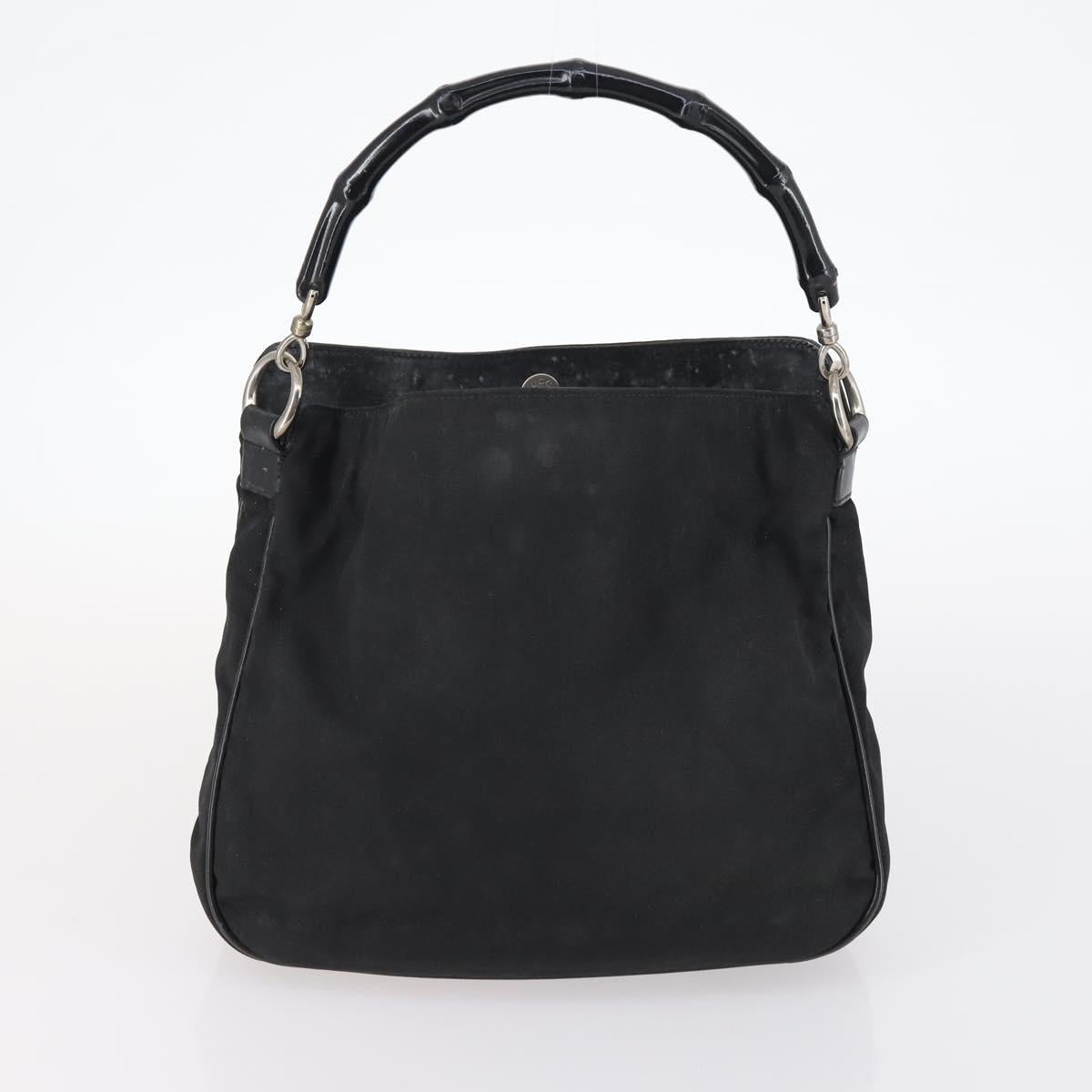 GUCCI Bamboo Shoulder Bag Suede nylon 3Set Black Brown Auth gh1005