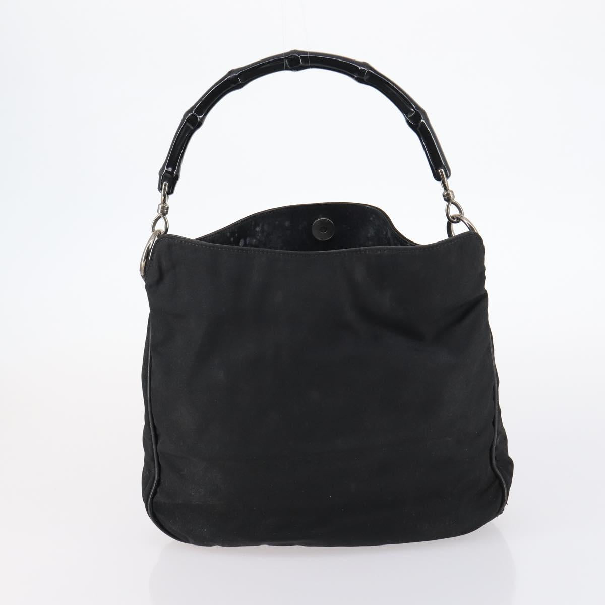 GUCCI Bamboo Shoulder Bag Suede nylon 3Set Black Brown Auth gh1005