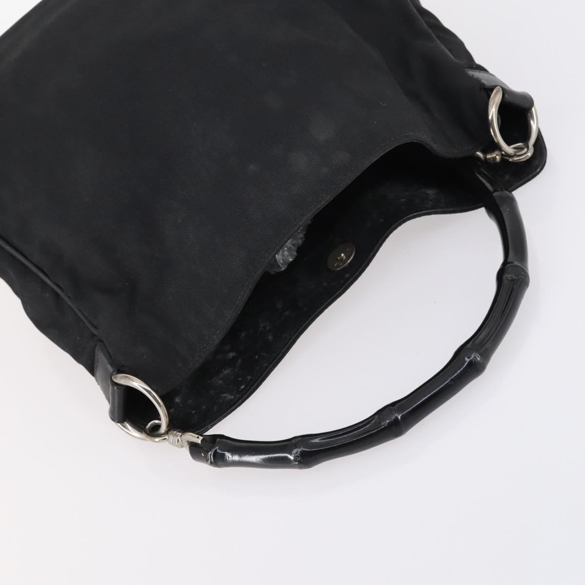 GUCCI Bamboo Shoulder Bag Suede nylon 3Set Black Brown Auth gh1005