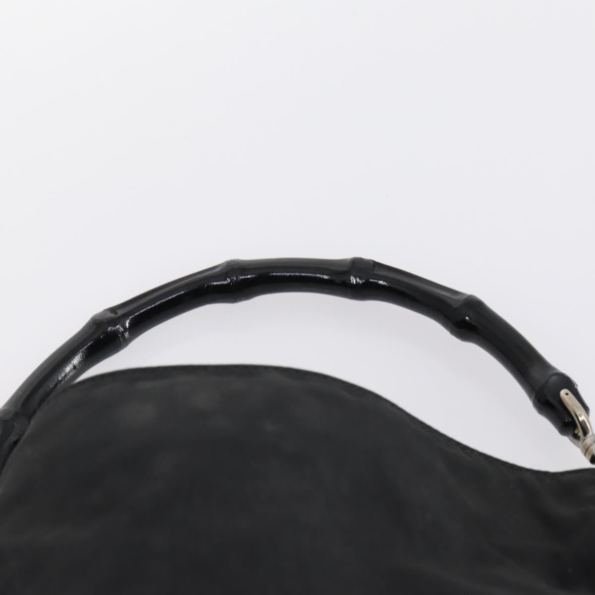 GUCCI Bamboo Shoulder Bag Suede nylon 3Set Black Brown Auth gh1005