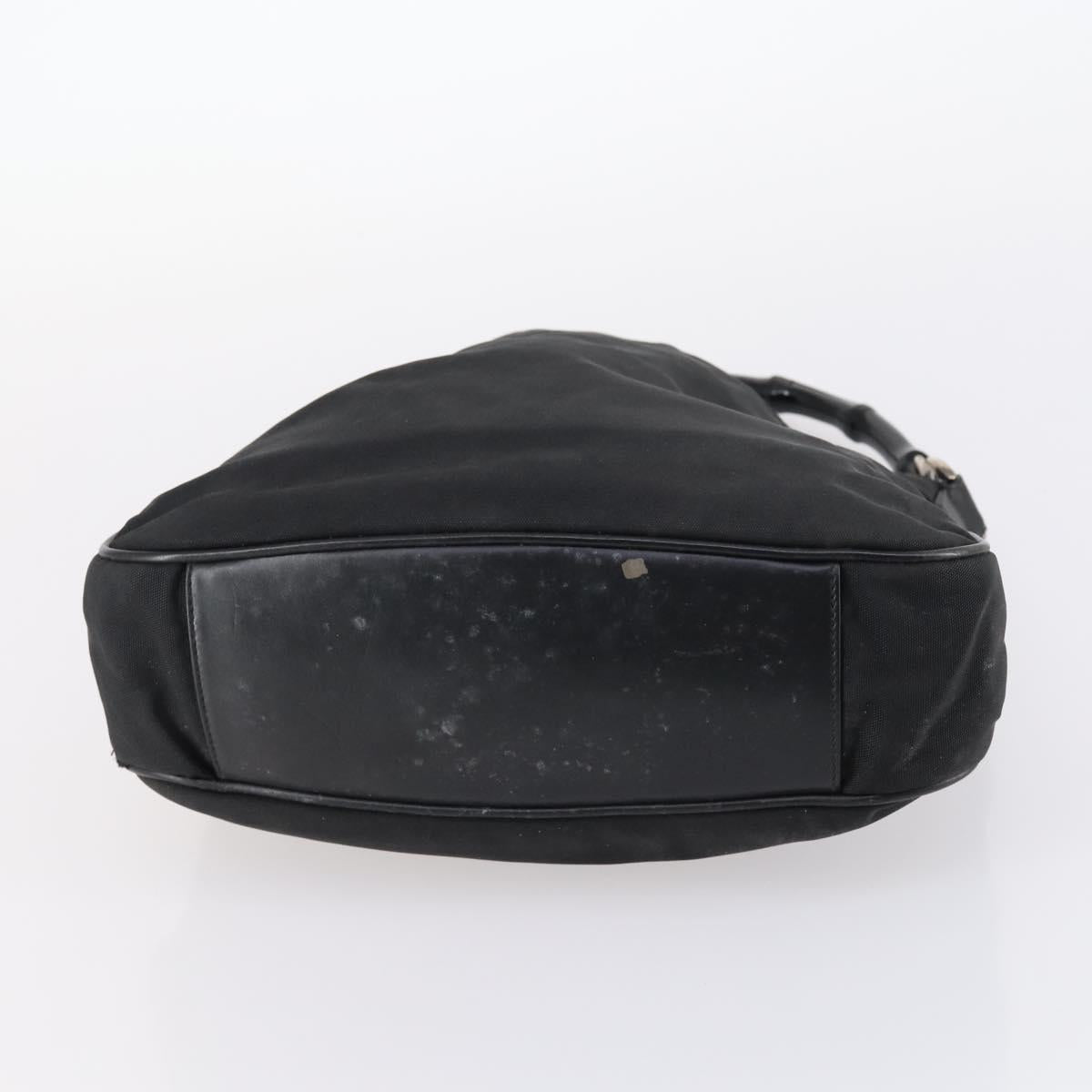 GUCCI Bamboo Shoulder Bag Suede nylon 3Set Black Brown Auth gh1005