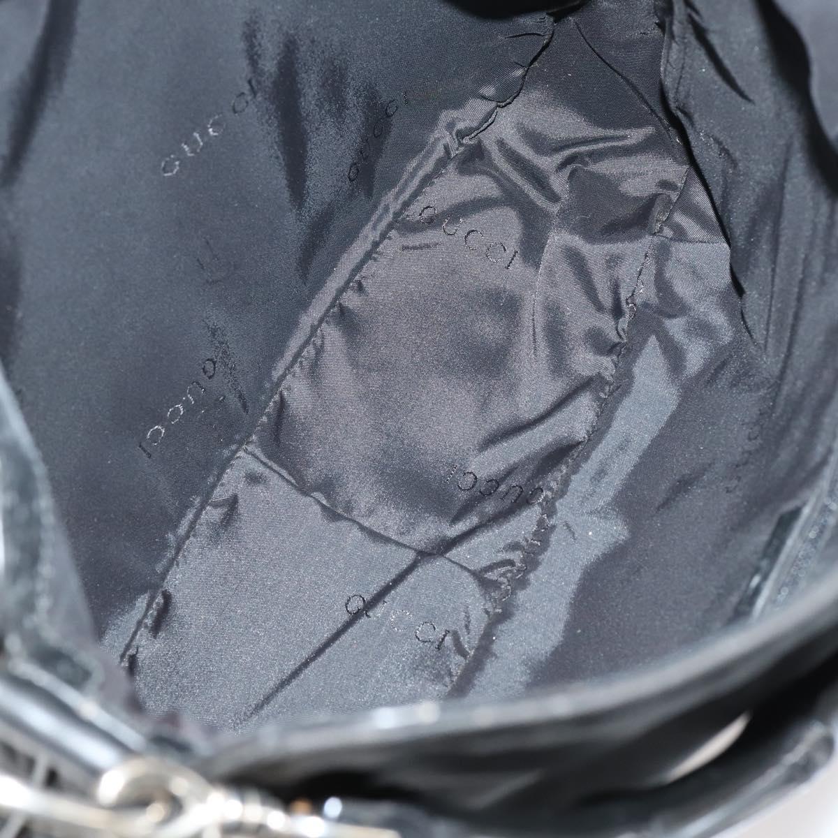 GUCCI Bamboo Shoulder Bag Suede nylon 3Set Black Brown Auth gh1005