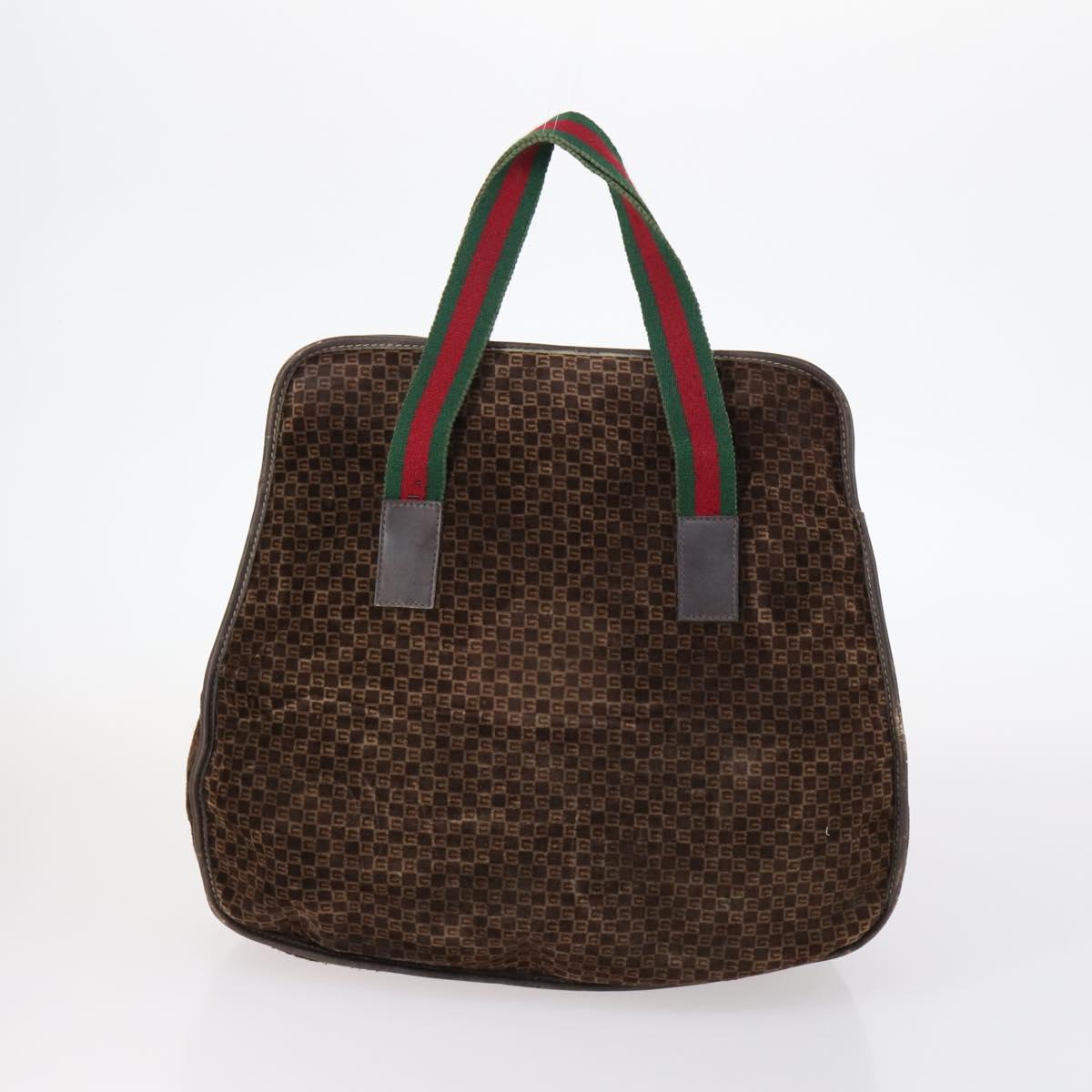 GUCCI Bamboo Shoulder Bag Suede nylon 3Set Black Brown Auth gh1005