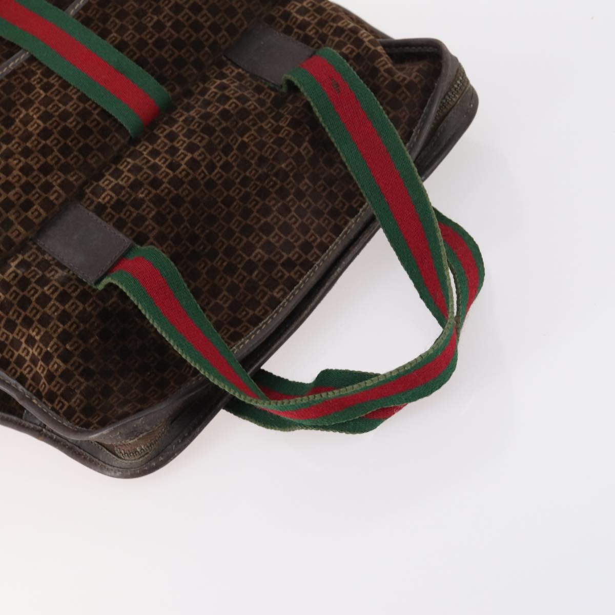 GUCCI Bamboo Shoulder Bag Suede nylon 3Set Black Brown Auth gh1005