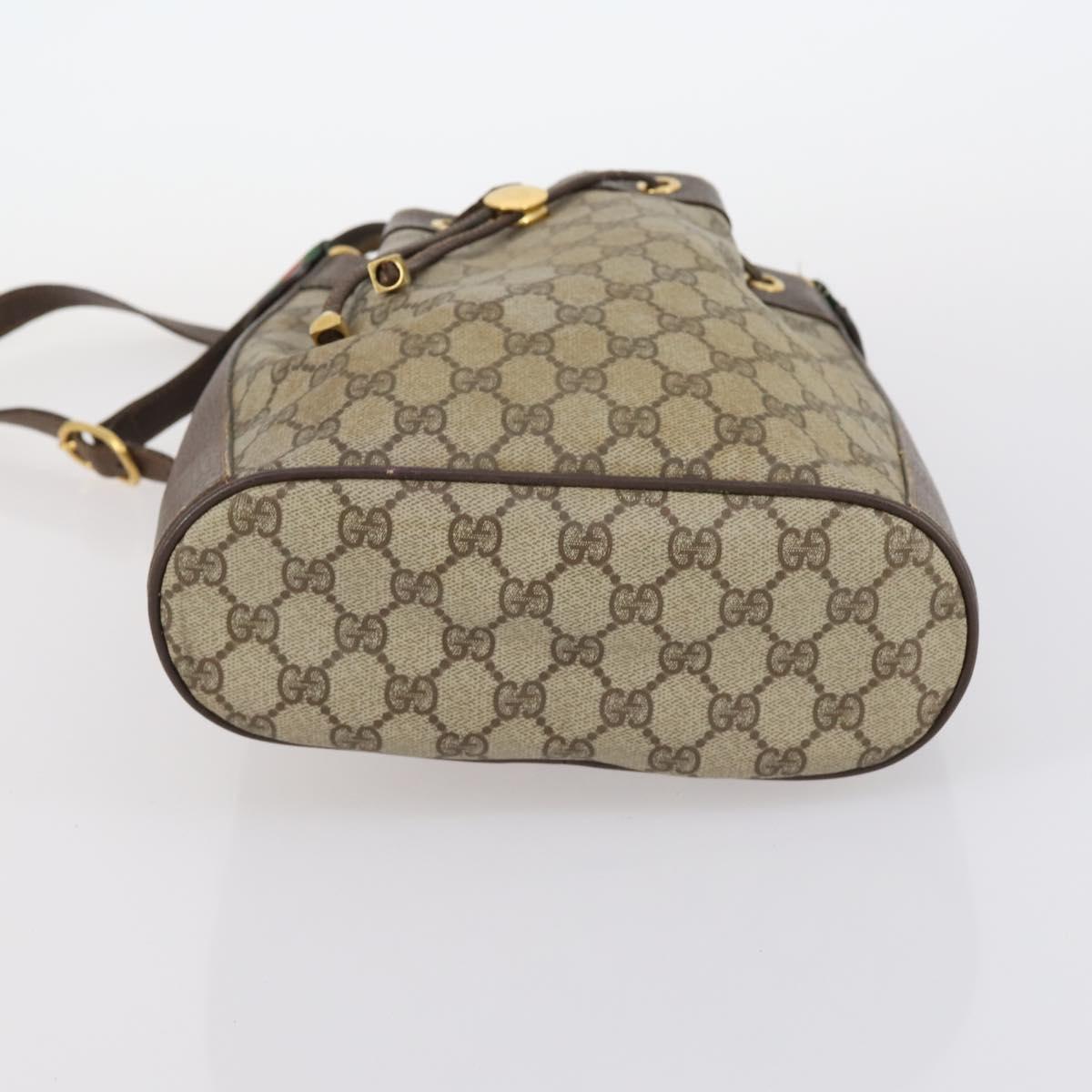 GUCCI GG Supreme Web Sherry Line Shoulder Bag PVC 2Set Beige Auth gh1006