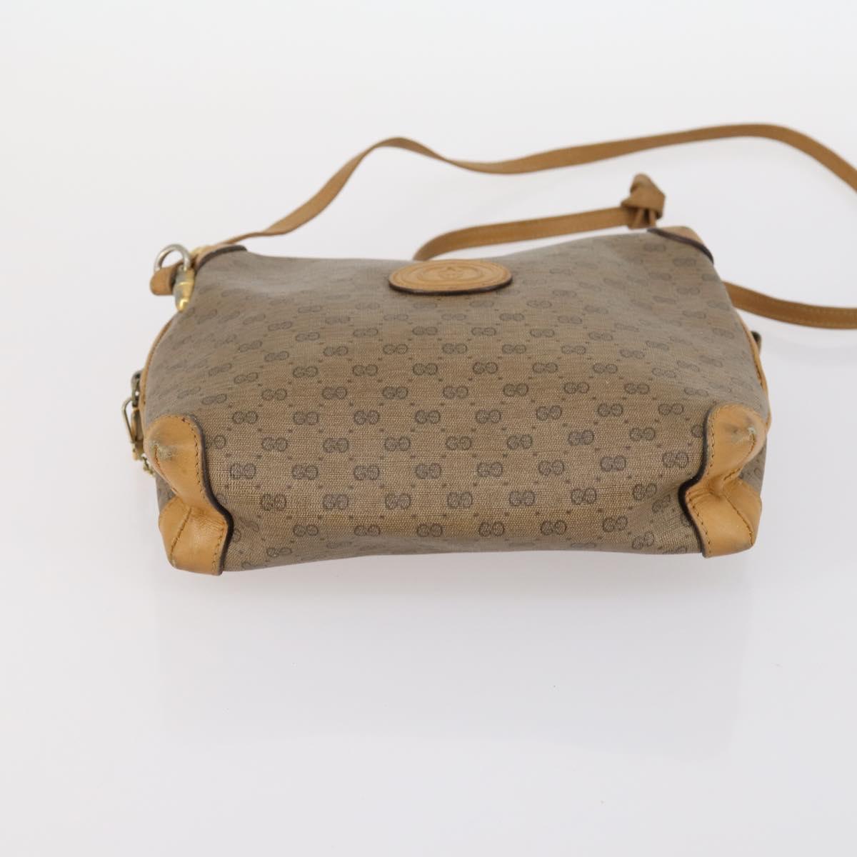 GUCCI Micro GG Supreme Shoulder Bag Canvas Leather 4Set Black Beige Auth gh1007