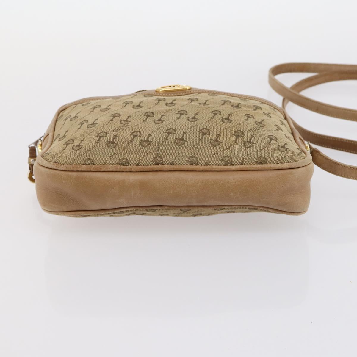 GUCCI Micro GG Supreme Shoulder Bag Canvas Leather 4Set Black Beige Auth gh1007