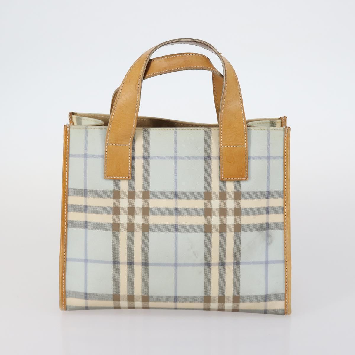 BURBERRY Nova Check Tote Bag PVC 2Set Light Blue Beige Auth gh1008