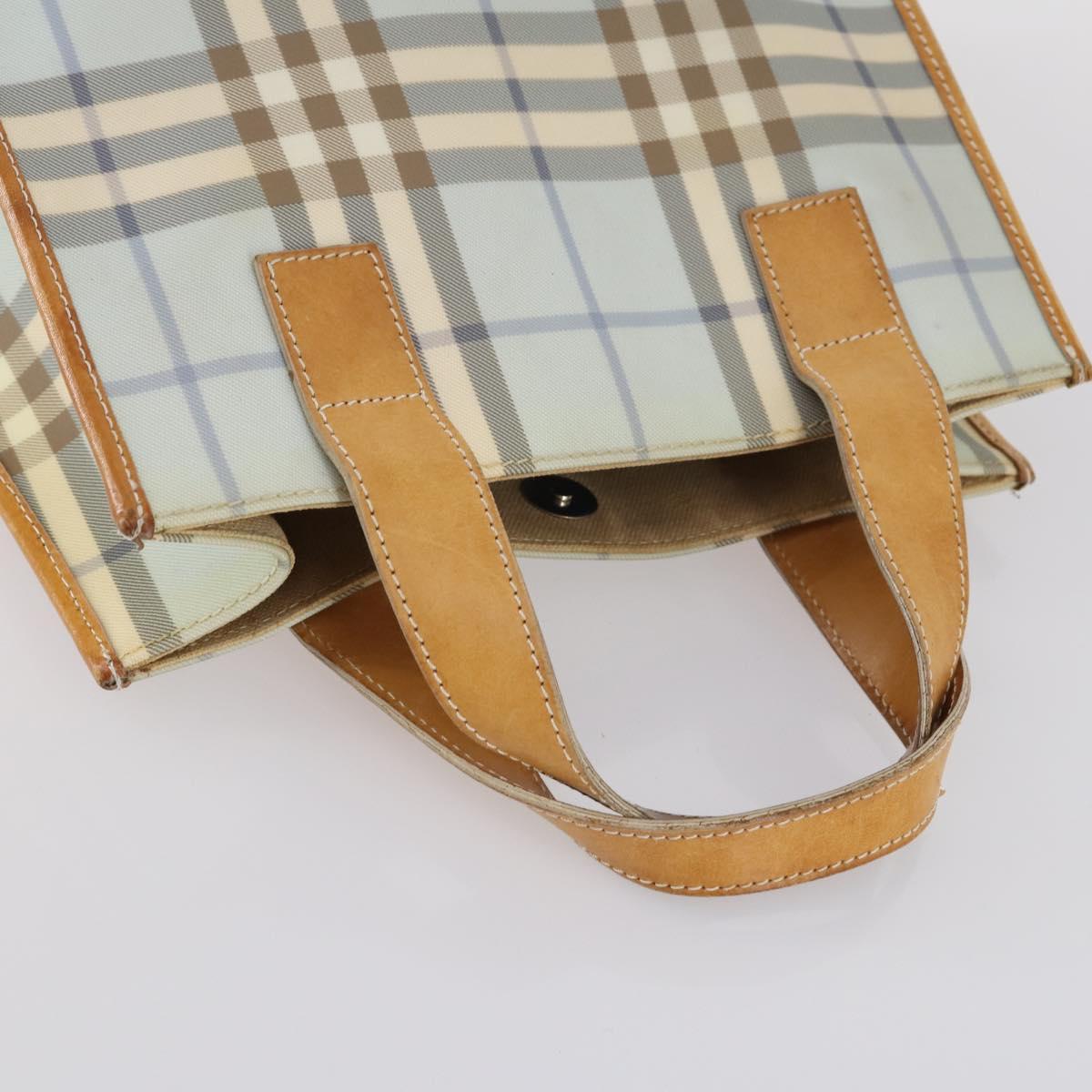 BURBERRY Nova Check Tote Bag PVC 2Set Light Blue Beige Auth gh1008