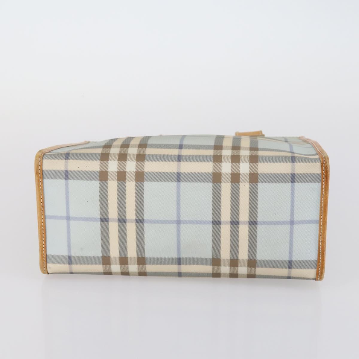 BURBERRY Nova Check Tote Bag PVC 2Set Light Blue Beige Auth gh1008