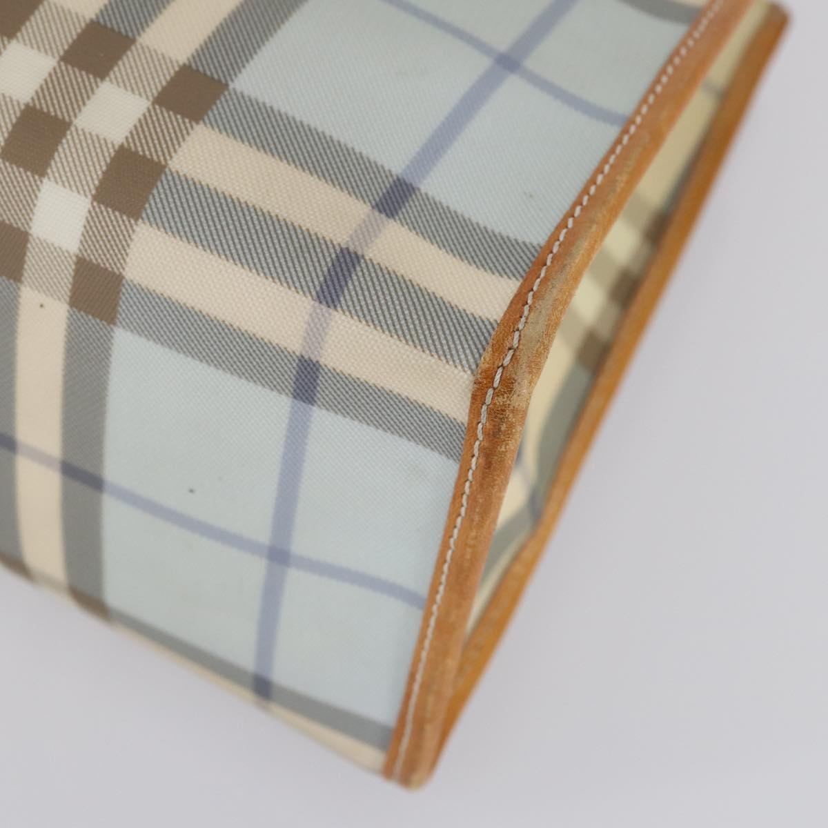 BURBERRY Nova Check Tote Bag PVC 2Set Light Blue Beige Auth gh1008