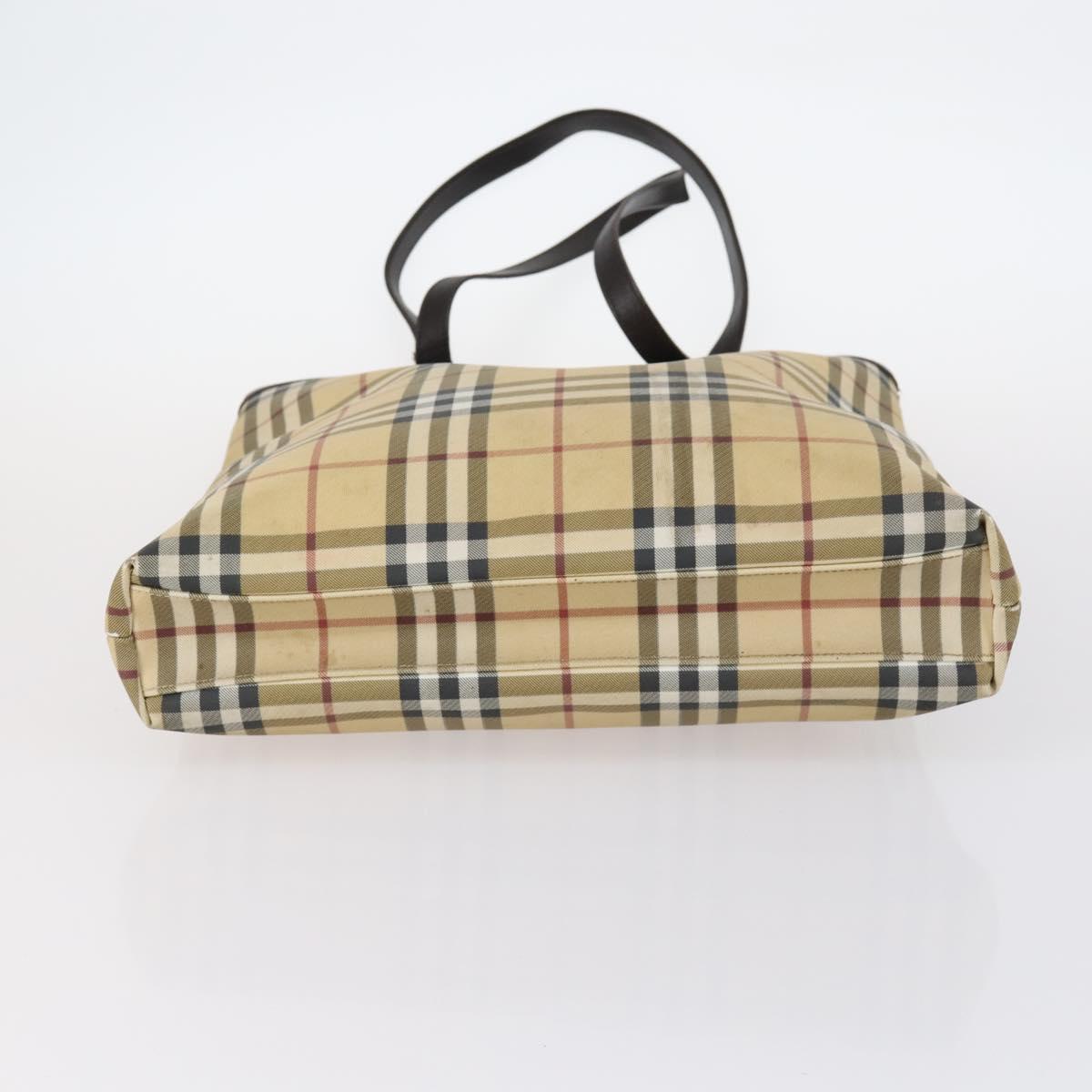 BURBERRY Nova Check Tote Bag PVC 2Set Light Blue Beige Auth gh1008