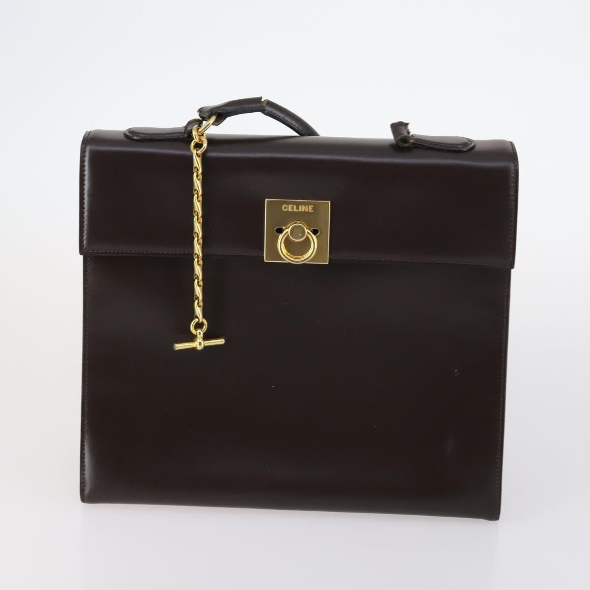 Salvatore Ferragamo Celine Hand Bag Leather 3Set Beige Black Auth gh1011