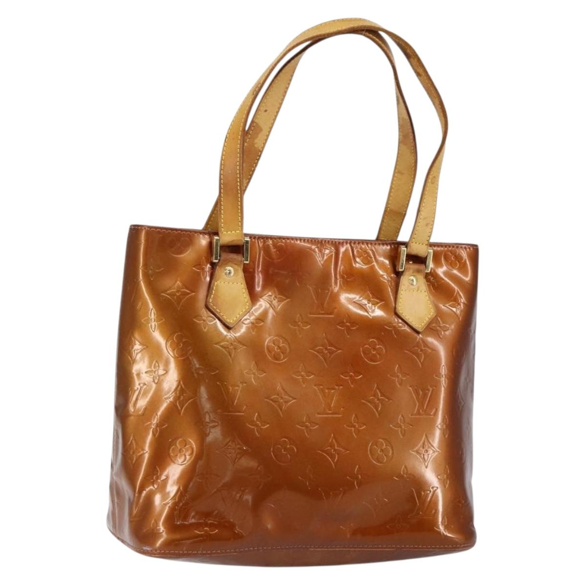 LOUIS VUITTON Monogram Vernis Houston Hand Bag Bronze M91122 LV Auth gh1057