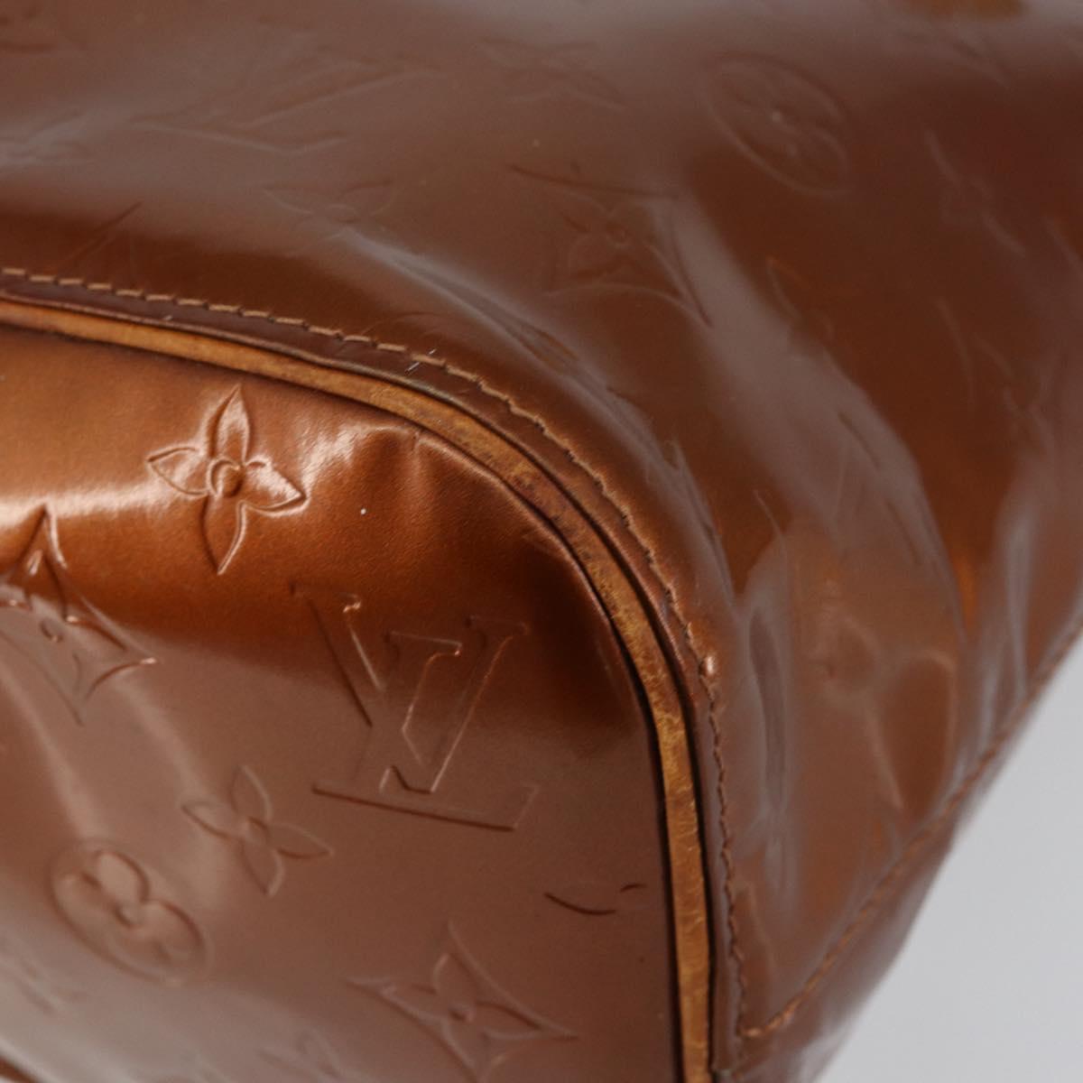 LOUIS VUITTON Monogram Vernis Houston Hand Bag Bronze M91122 LV Auth gh1057