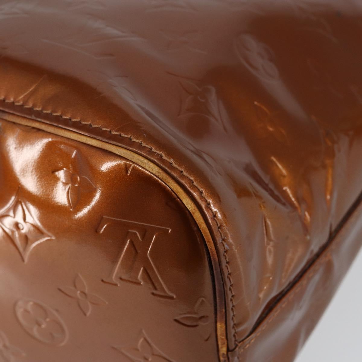 LOUIS VUITTON Monogram Vernis Houston Hand Bag Bronze M91122 LV Auth gh1057