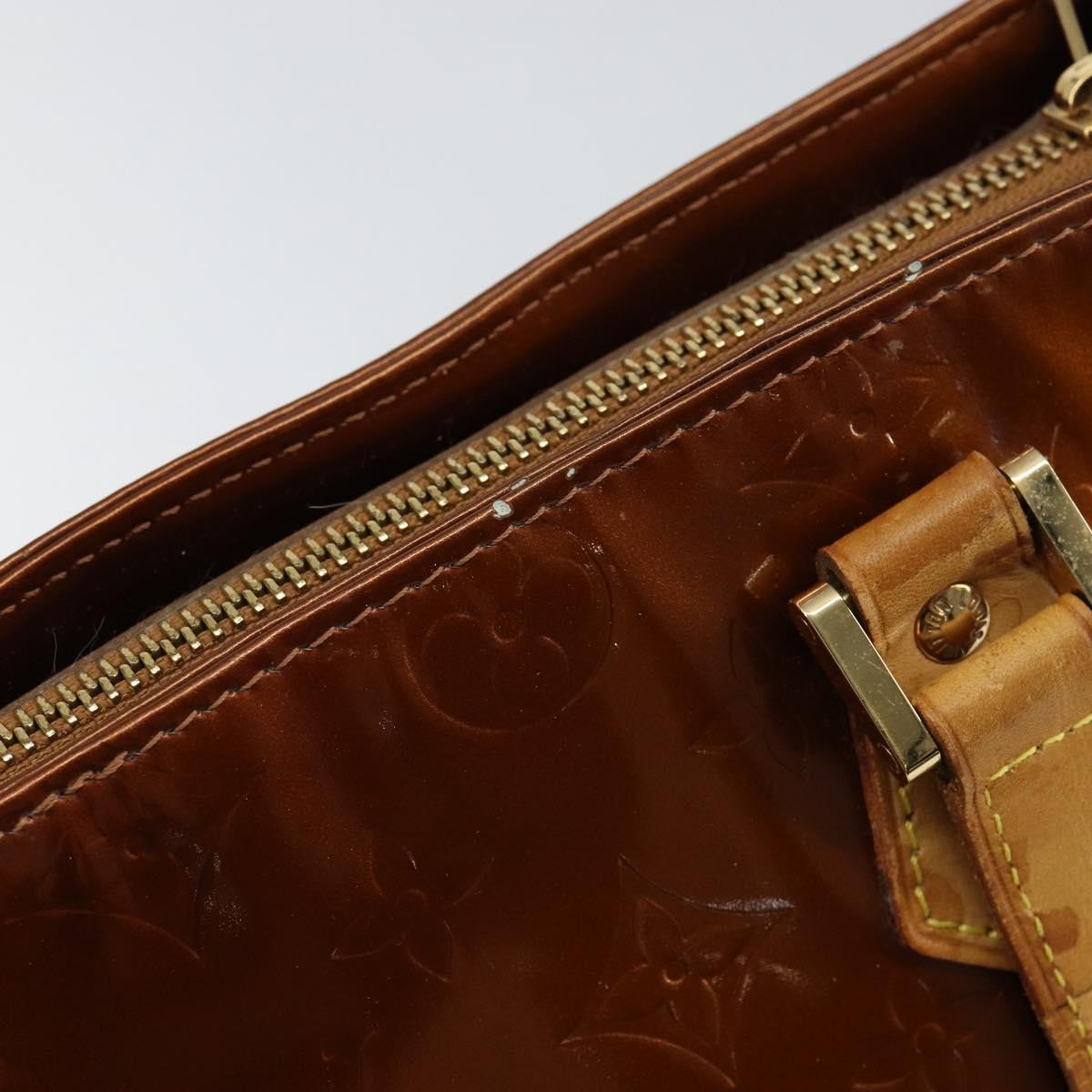 LOUIS VUITTON Monogram Vernis Houston Hand Bag Bronze M91122 LV Auth gh1057