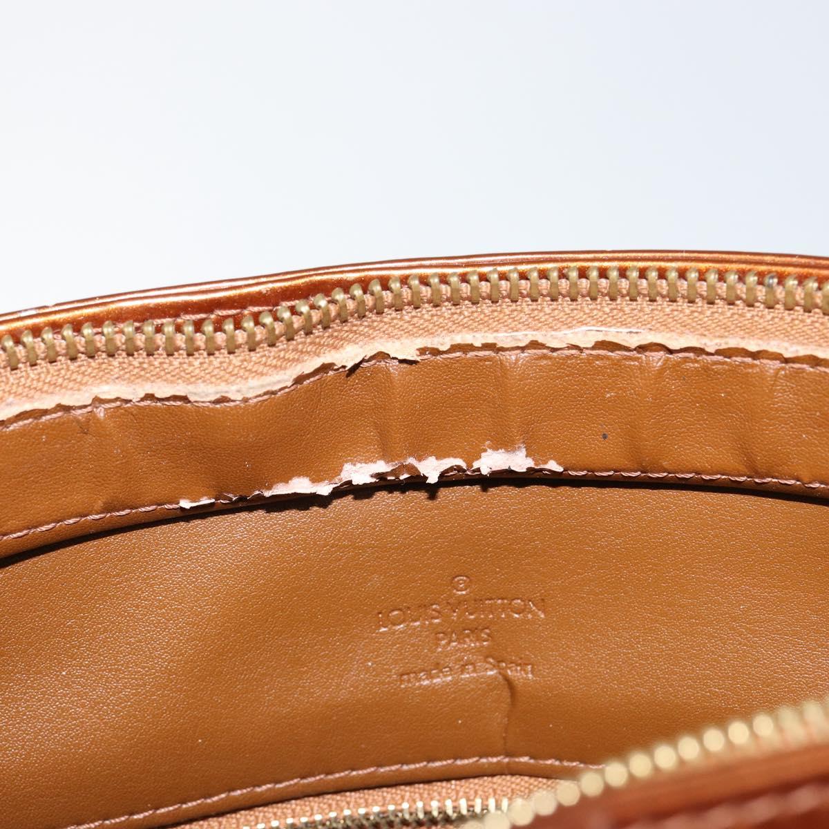 LOUIS VUITTON Monogram Vernis Houston Hand Bag Bronze M91122 LV Auth gh1057