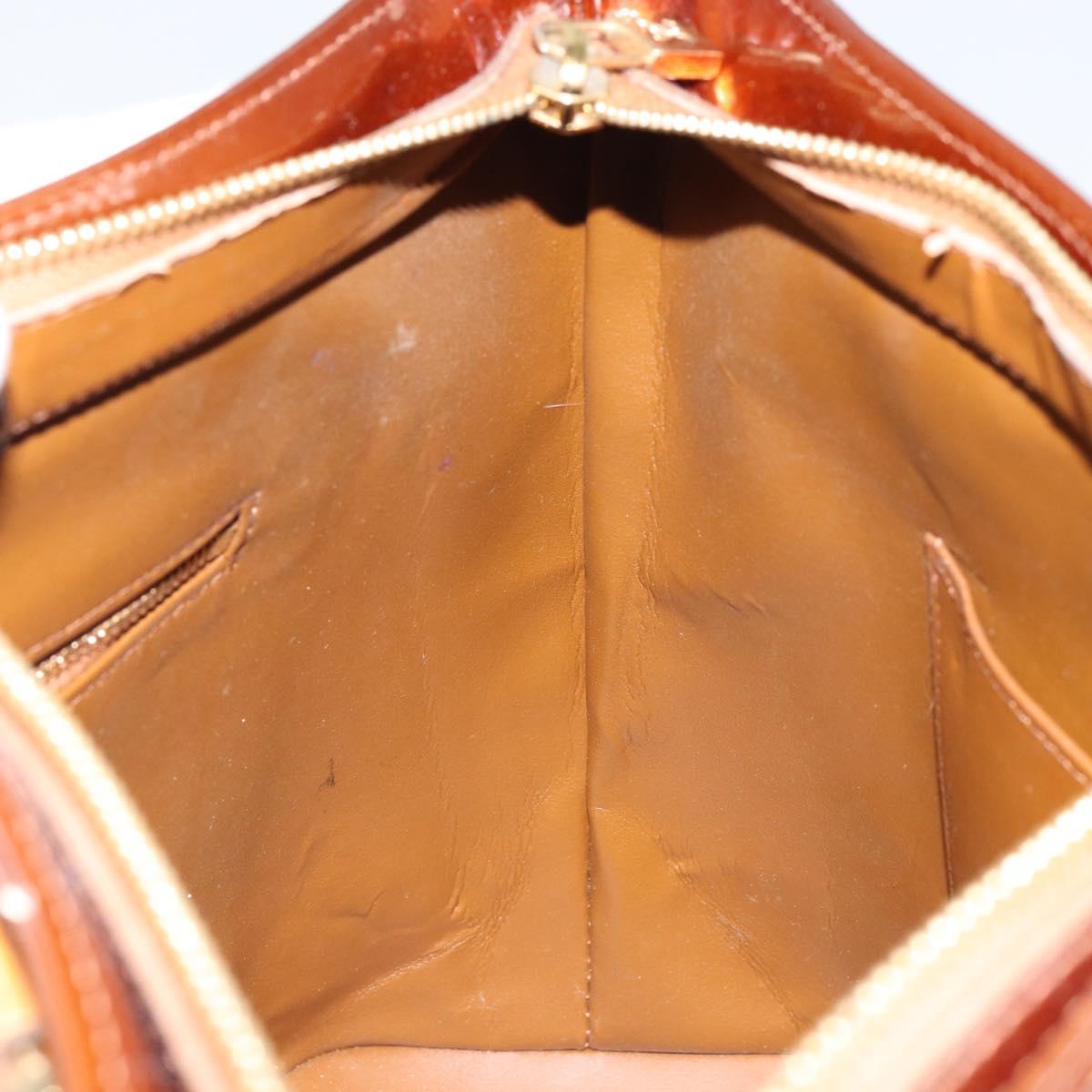 LOUIS VUITTON Monogram Vernis Houston Hand Bag Bronze M91122 LV Auth gh1057