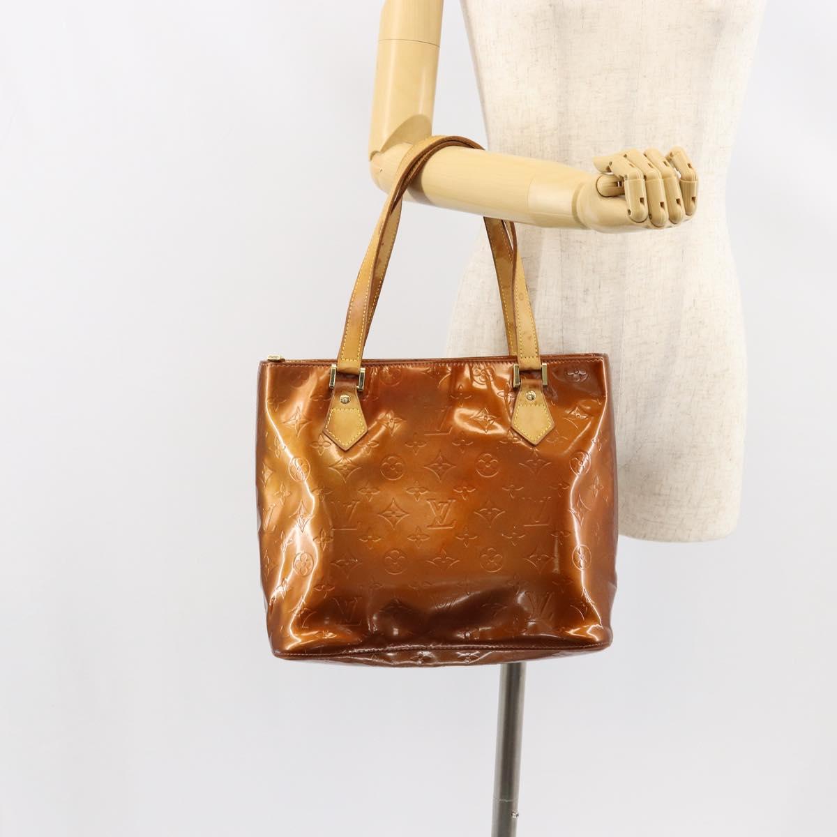 LOUIS VUITTON Monogram Vernis Houston Hand Bag Bronze M91122 LV Auth gh1057