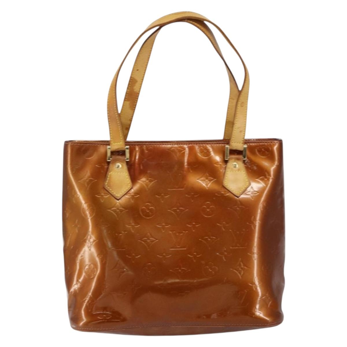 LOUIS VUITTON Monogram Vernis Houston Hand Bag Bronze M91122 LV Auth gh1057