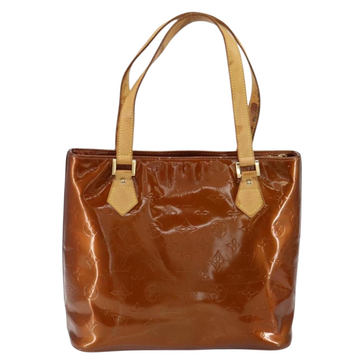 LOUIS VUITTON Monogram Vernis Houston Hand Bag Bronze M91122 LV Auth gh1057