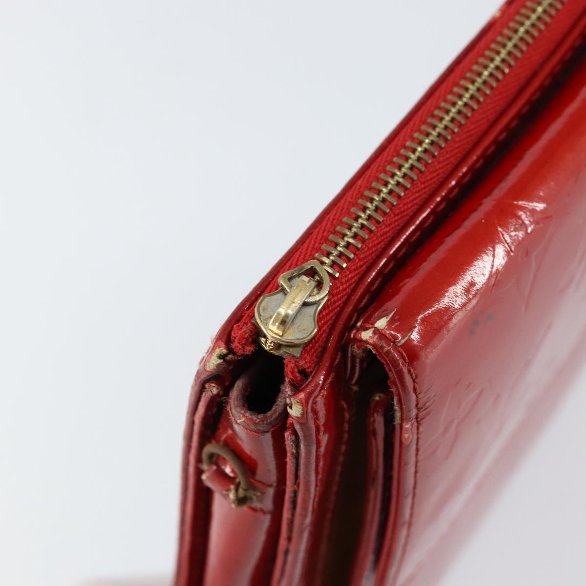 LOUIS VUITTON Monogram Vernis Motto Accessory Pouch Red M91137 LV Auth gh1058