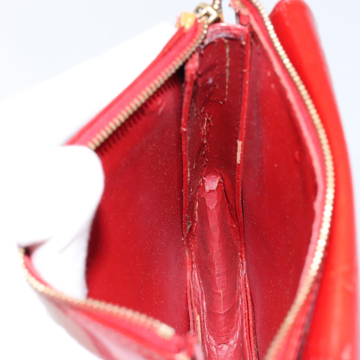 LOUIS VUITTON Monogram Vernis Motto Accessory Pouch Red M91137 LV Auth gh1058