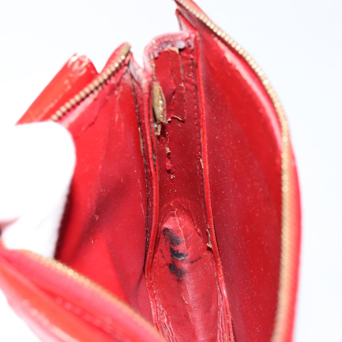 LOUIS VUITTON Monogram Vernis Motto Accessory Pouch Red M91137 LV Auth gh1058