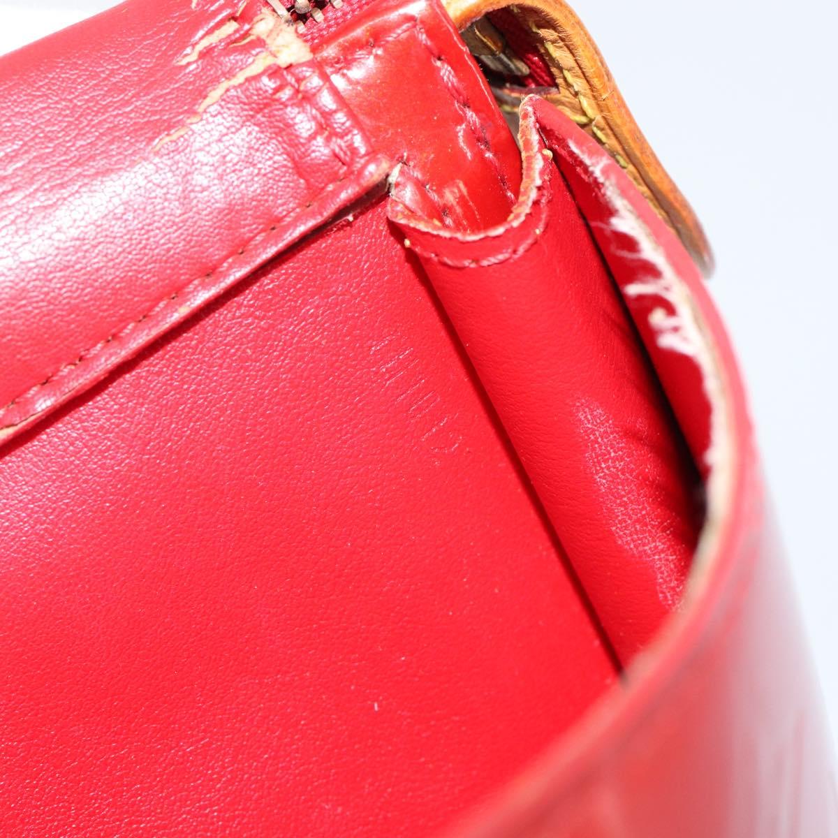 LOUIS VUITTON Monogram Vernis Motto Accessory Pouch Red M91137 LV Auth gh1058