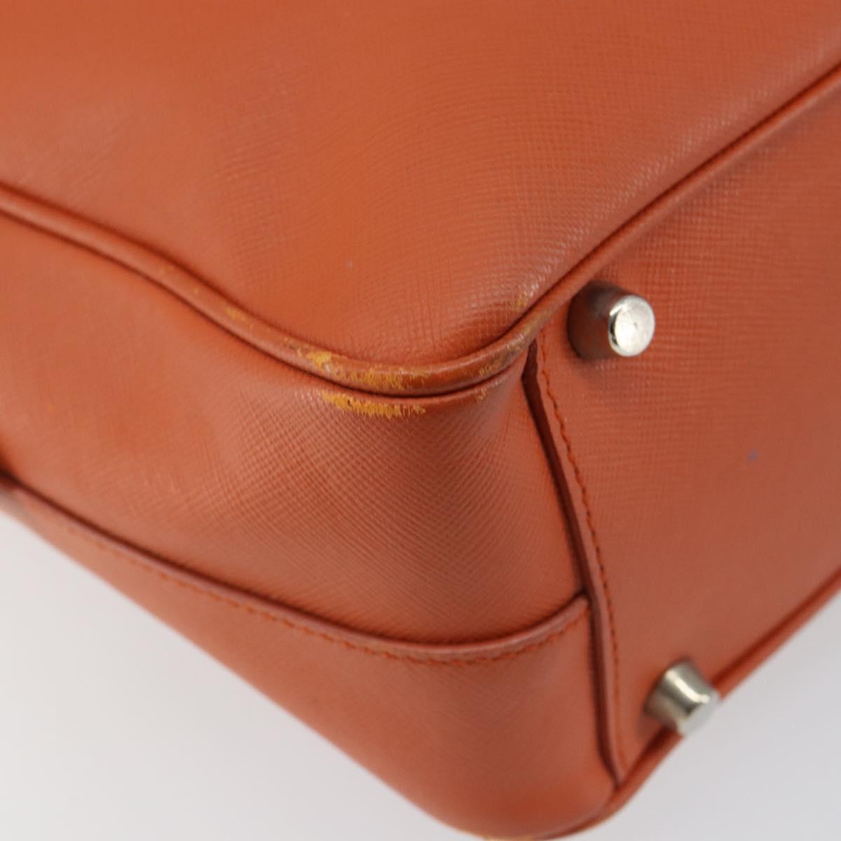 PRADA Shoulder Bag Leather Orange Silver Auth gh1065