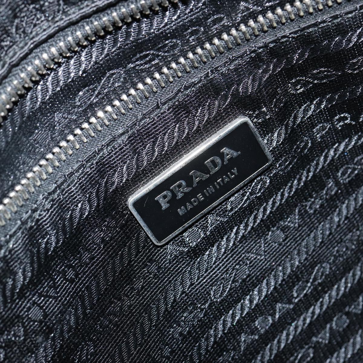 PRADA Shoulder Bag Leather Orange Silver Auth gh1065