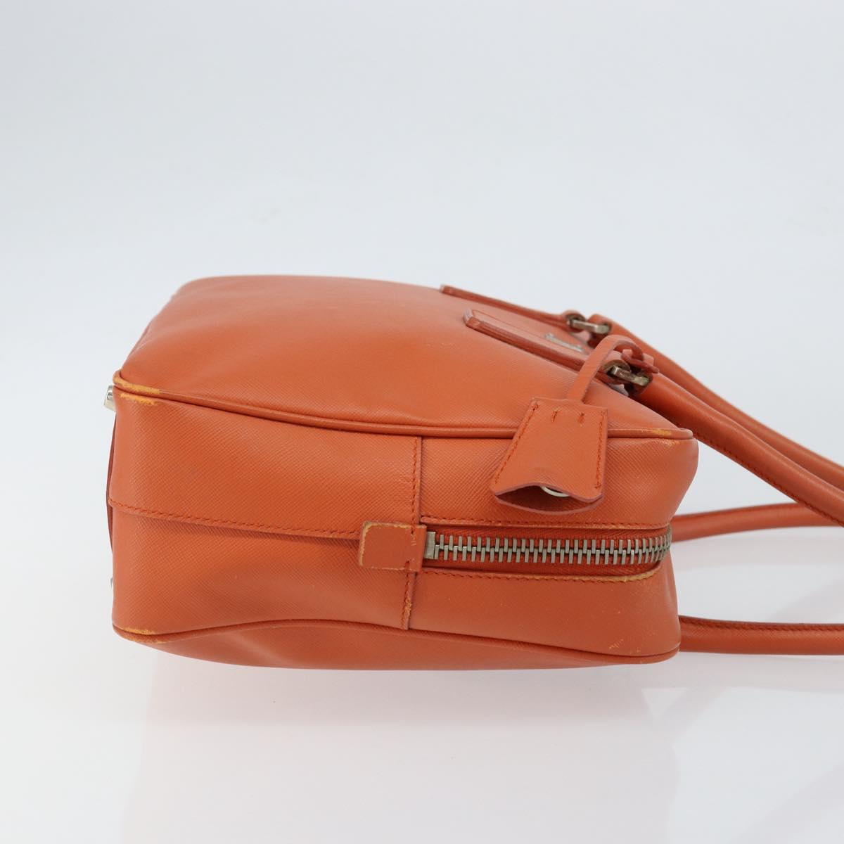 PRADA Shoulder Bag Leather Orange Silver Auth gh1065