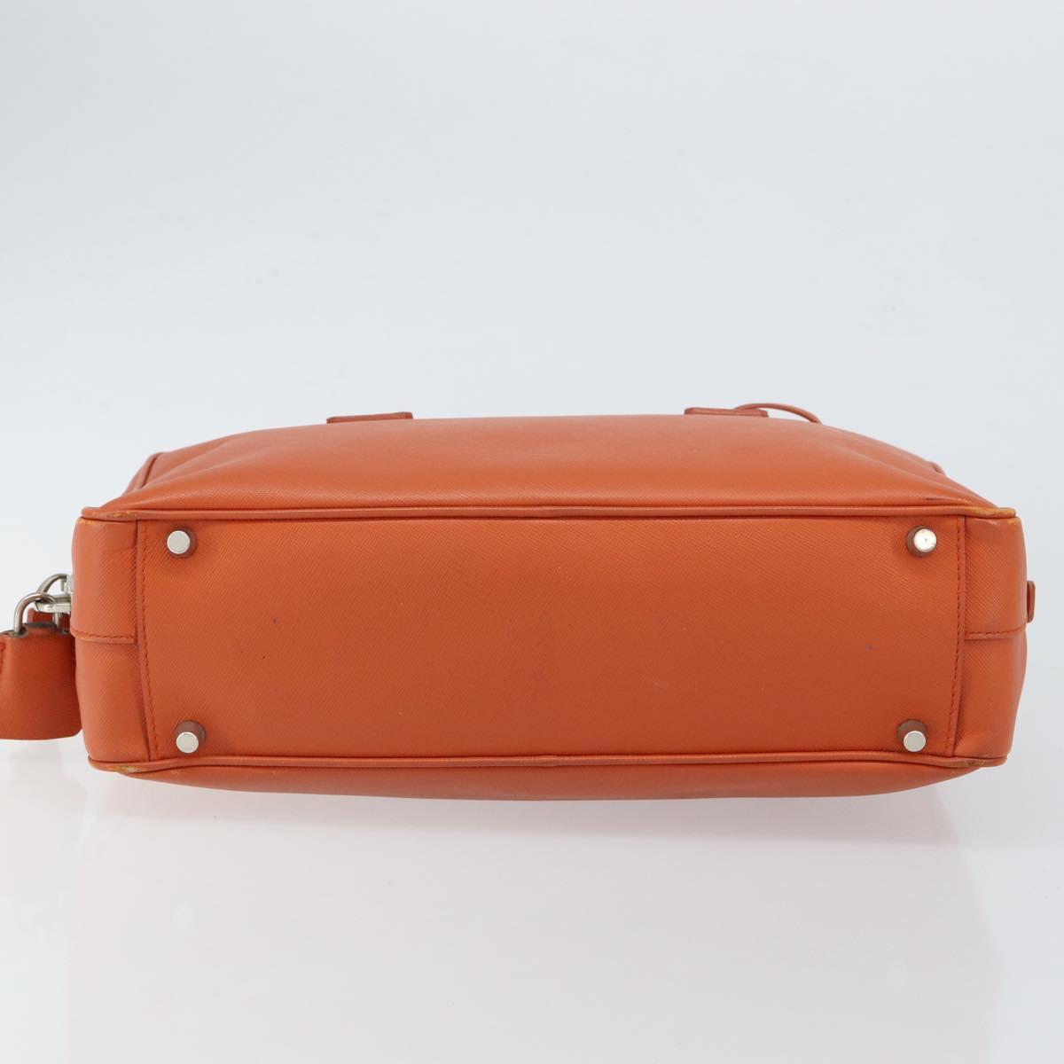 PRADA Shoulder Bag Leather Orange Silver Auth gh1065