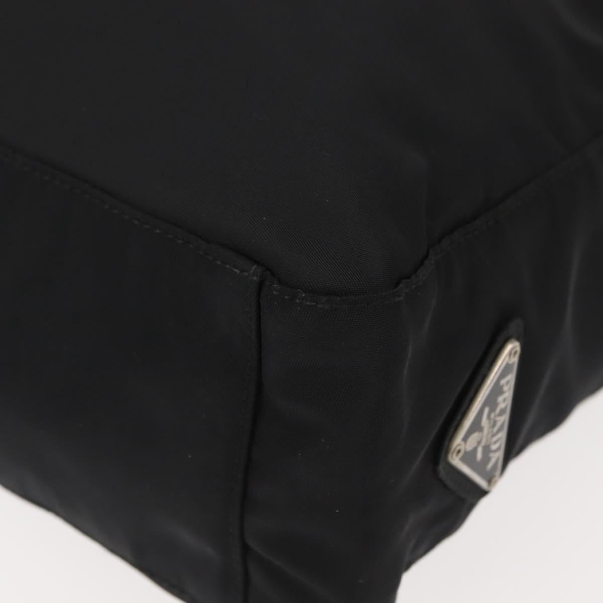 PRADA Tote Bag Nylon Black Silver Auth gh1067