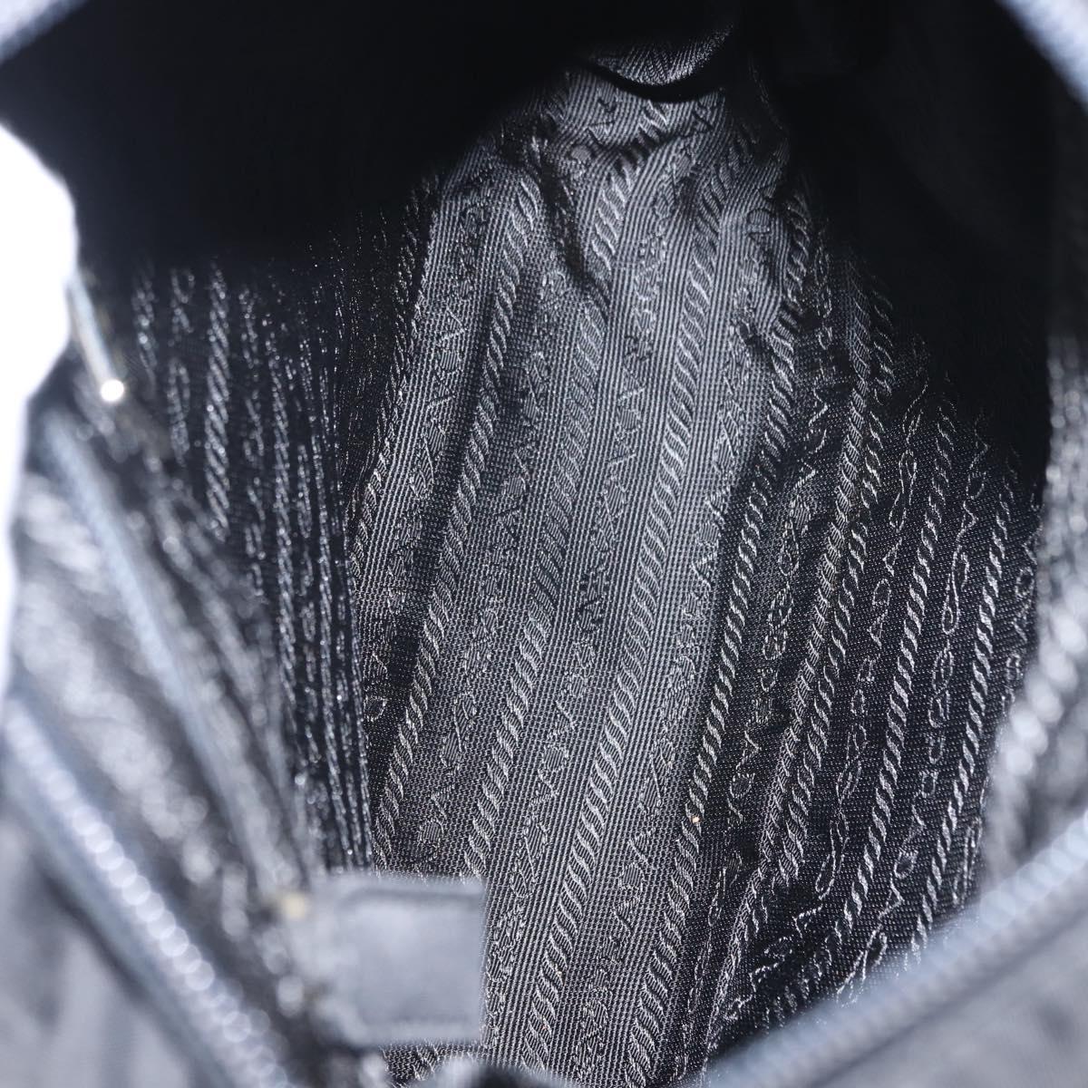 PRADA Tote Bag Nylon Black Silver Auth gh1067