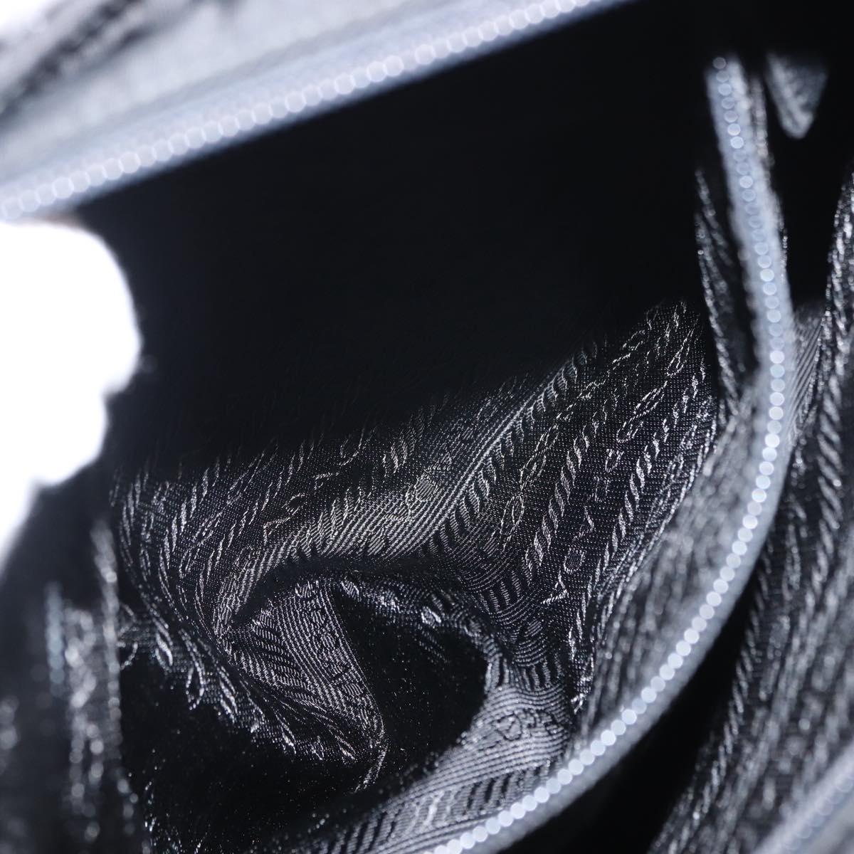 PRADA Tote Bag Nylon Black Silver Auth gh1067