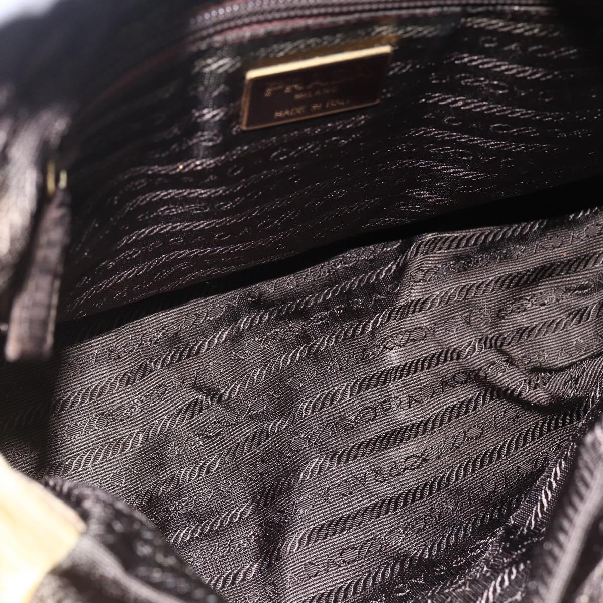 PRADA Chain Shoulder Bag Nylon Beige Gold Auth gh1068