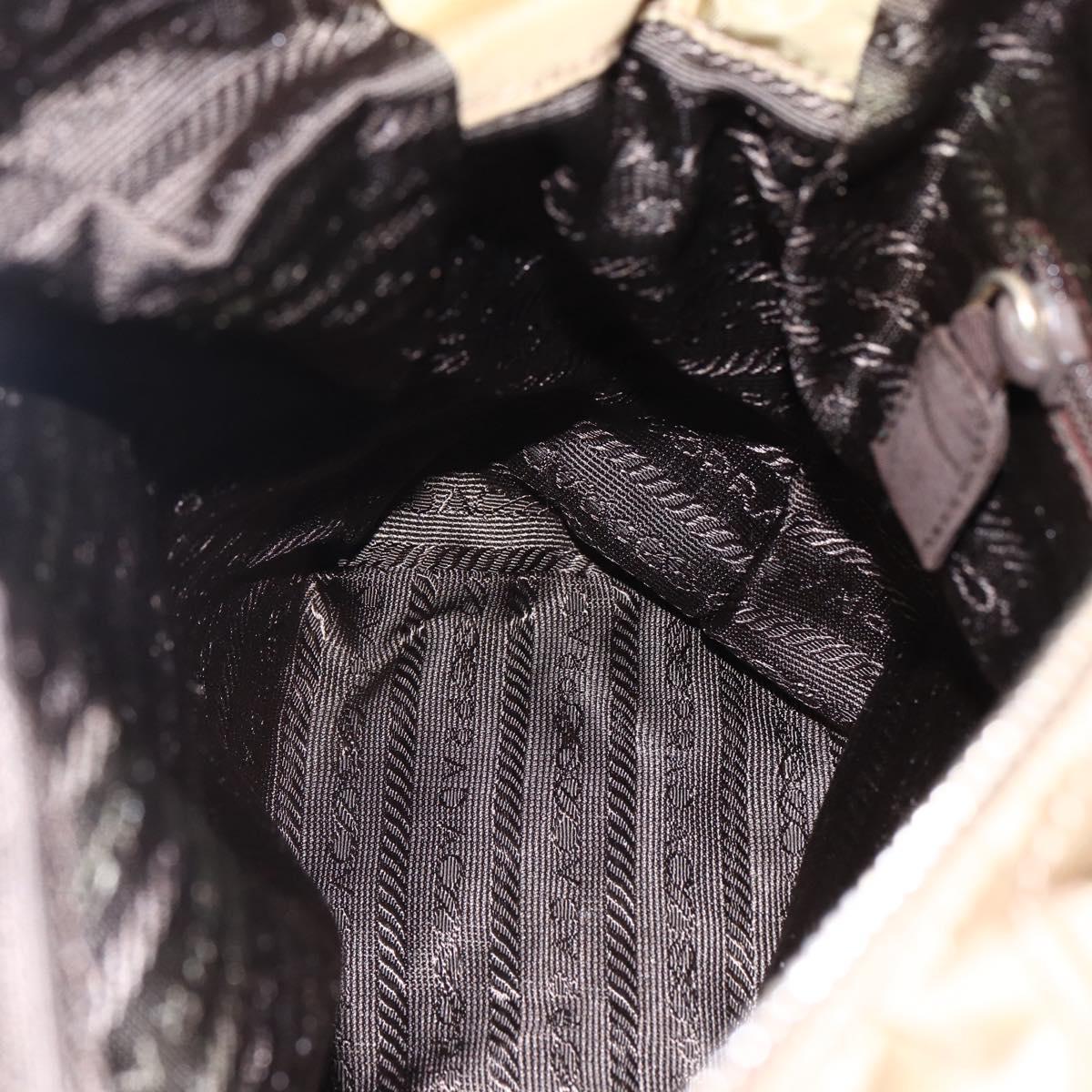 PRADA Chain Shoulder Bag Nylon Beige Gold Auth gh1068