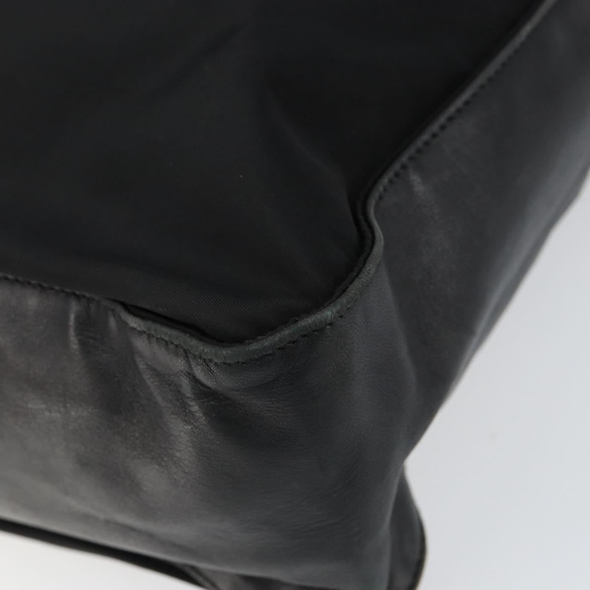 PRADA Hand Bag Nylon Leather Black Silver Auth gh1069