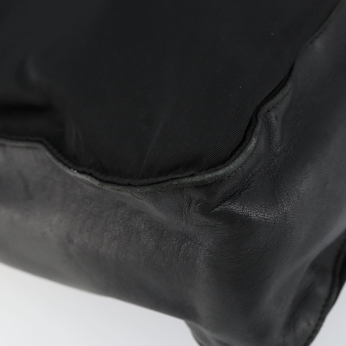 PRADA Hand Bag Nylon Leather Black Silver Auth gh1069