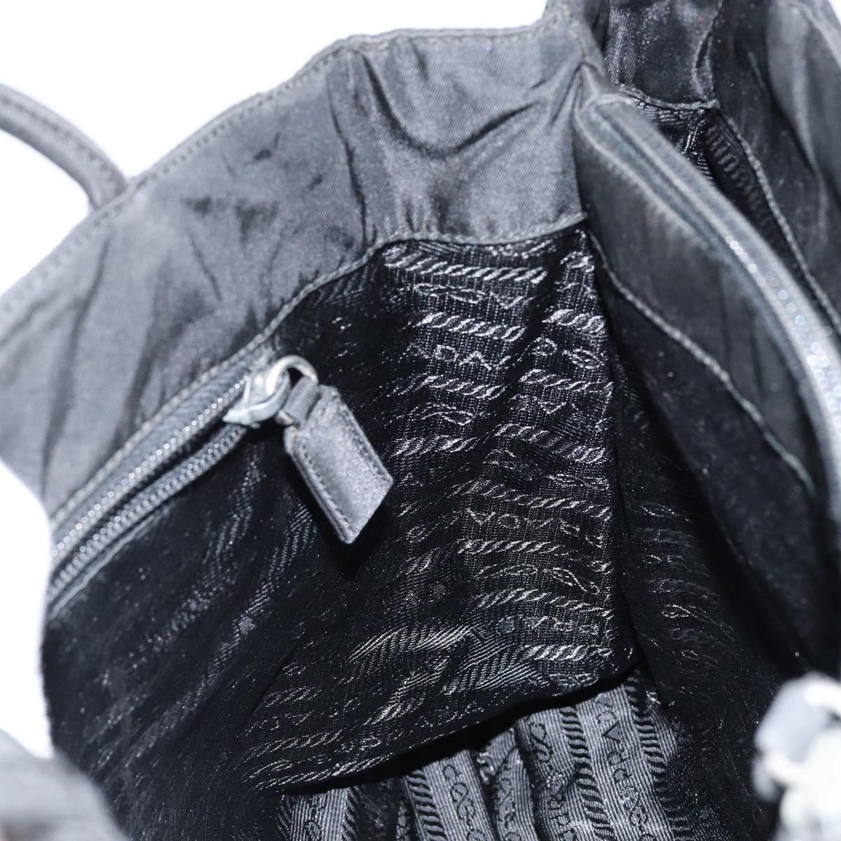 PRADA Hand Bag Nylon Black Silver Auth gh1070