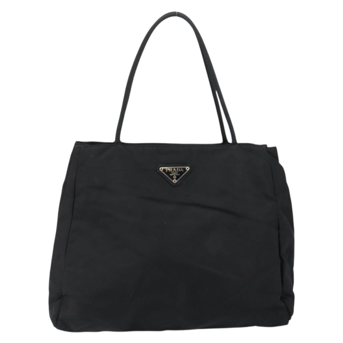PRADA Hand Bag Nylon Black Silver Auth gh1070