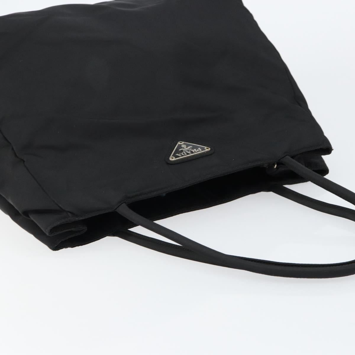 PRADA Hand Bag Nylon Black Silver Auth gh1070