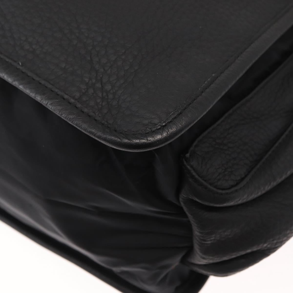 PRADA Sports Hand Bag Nylon Leather Black Silver Auth gh1071